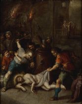 Workshop of Frans Francken the Younger,  Flemish 1582-1642-  The Flagellation of Christ;  oil o...