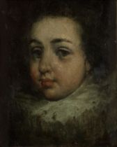 Manner of Diego Velázquez,  late 18th/early 19th century-  Portrait of a young boy wearing a ruf...