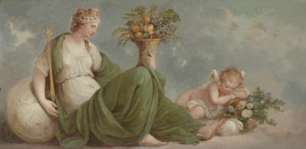 Follower of Angelica Kauffman, RA,  Swiss 1741-1807-  Ceres, or an allegory of Abundance;  Oil ...