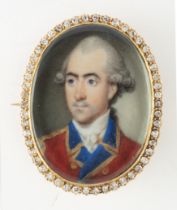 Richard Crosse,  British 1742-1810-  An Officer of a Regiment of the Foot Guards, shoulder-lengt...