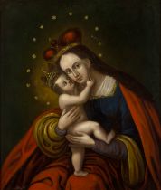Italian School,  19th century-  Madonna Vergine Ausiliatrice;  oil on canvas, 65.5 x 55.5 cm.  ...