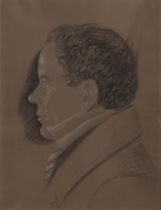 British School,  early 19th century-  Portraits of gentlemen in profile;  black and white chalk...