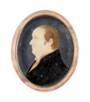 British Provincial School,  early 19th century-  Miniature portrait of a gentleman, bust-length,...