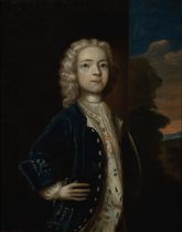 British Provincial School,  early/mid 18th century-  Portrait of a boy, half length, wearing a w...