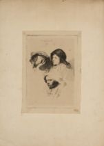 Rembrandt Harmensz. Van Rijn,  Dutch 1606-1669-  Three Heads of Women, One Asleep (1637), a late...