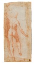 Florentine School,  16th century-  Study of a standing male nude, viewed from behind;  red chal...
