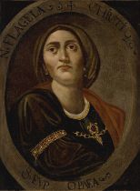 Southern Italian School,  18th century-  A female saint wearing a headscarf, an armband, and a j...