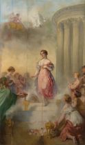 Émile Charles Wattier,  French 1800-1868-  The Triumph of Venus, with offerings of roses and a c...