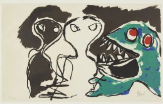 Karel Appel, Dutch 1921-2006, Bert Schierbeek, A Beast-Drawn Man, c. 1963; lithograph in colour...