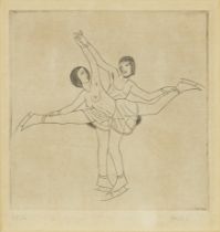 Eric Gill, British 1882-1940, The Skaters, 1926; copper engraving print on wove, signed and dat...