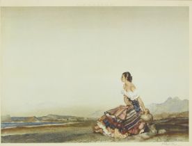 Sir William Russell Flint RA RSW PRWS, British 1880-1969, The Distant Gaze; lithograph in colou...