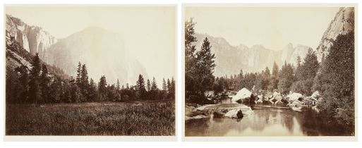 Carleton E. Watkins, American 1829-1916; El Capitan, 3600 ft. Yosemite, 1861; View on The Merced...