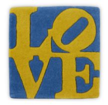 Robert Indiana, American 1928-2018,  Swedish Love, 2006; 04 Love, 2006; two hand-tufted 100% In...