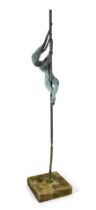Laurence Broderick, British b.1935- Water Nymph; bronze sculpture with a green patina, signed i...