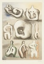 Henry Moore OM CH FBA, British 1898-1986, Eight Sculpture Ideas, 1981; etching with aquatint in...