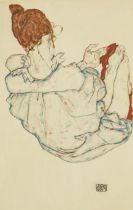 After Egon Schiele, Austrian 1890-1918, Melancholy, 2017; chromolithograph on wove, stamp signe...