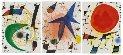 After Joan Miró, Spanish 1893-1983, The Green Moon, 1972; Le Soleil Rouge (The Red Sun); The Blu...