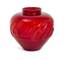 Ai Weiwei,  Chinese b.1957-  Glass Vase, 2023; cast red glass sculpture, inscribed signature an...