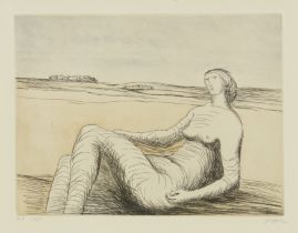 Henry Moore OM CH FBA, British 1898-1986, Reclining Figure 3, 1977-78; etching and aquatint on ...