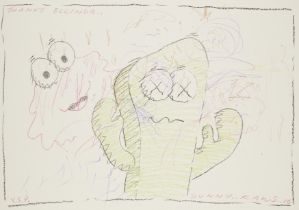 KAWS, American b.1974- Sunny, 2016; coloured crayon on paper, signed and dated and inscribed 'T...