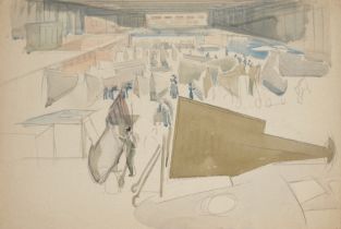 George Lambourn,  British 1900-1977 -  Aircraft factory, c.1941;  watercolour and pencil on pap...