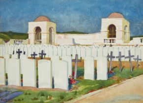 Henry Gibbs Massey,  British 1860–1934 -  British Military Cemetery;  watercolour and gouache o...