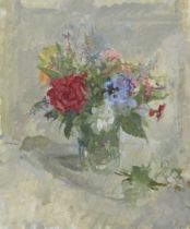 Peter Greenham CBE RA,  British 1909-1992 -  July Flowers;  oil on board, signed with initials ...