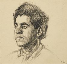 Paul Barton,  British active 20th century -  Portrait of a man;  pencil on paper, signed with i...