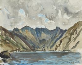 Frederic Whiting,  British 1874-1962 -  Mountainous landscape;  watercolour on paper, signed lo...