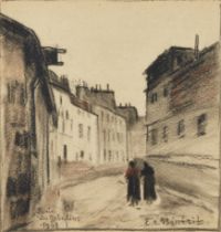 Emmanuel-Charles Bénézit,  French 1887-1975 -  Paris 'Les Gobelins', 1907;  crayon and pastel o...
