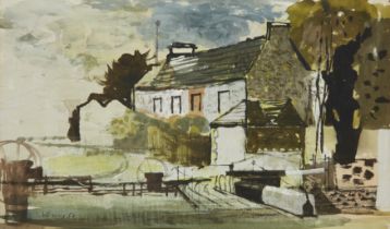 John Verney,  British 1913-1993 -  Lock Gates, 1950;  gouache on paper, signed and dated lower ...