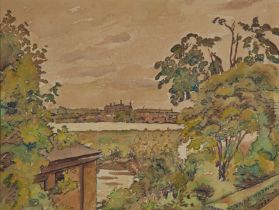 James Brown,  British 1863-1943 -  Chiswick Mall, 1936;  pen, ink and watercolour on paper, sig...