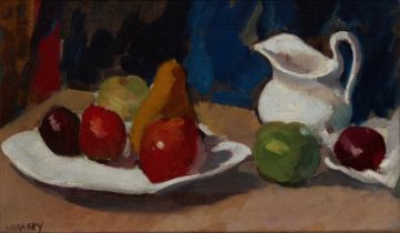 Philip Naviasky,  British 1894-1983 -  Still life with fruit;  oil on board, signed lower left ...