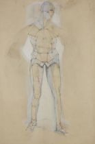 Martin Froy,  British 1926–2017 -  Drawing of Standing Figure;  pencil, felt-pen and gouache on...