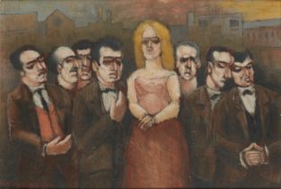 Horace Brodzky,  Australian 1885-1969 -  Welsh Boys in the Choir with Diva, 1964; oil on panel,...