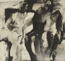 Anthony Whishaw RA,  British b.1930 -  Two Seated Figures;  pen and ink and wash on paper, 24.3...