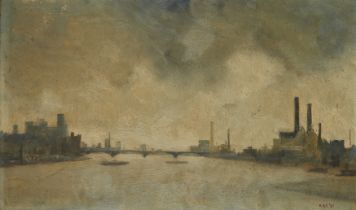 Antony R. Cooke,  British 1933-2006 -  Chelsea Reach, 1961;  oil on board, signed with initials...