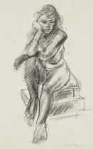 Anthony Stones,  British active c.1983 -  Seated nude study, 1983;  charcoal on paper, signed a...