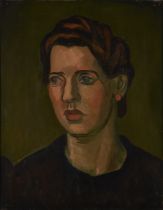 Bernard Meninsky,  Ukrainian/British 1891-1950 -  Portrait of Celia Boywell;  oil on canvas, si...