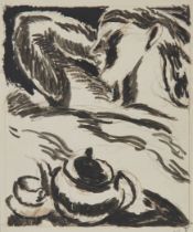 Vanessa Bell,  British 1879-1961 -  Woman Asleep, study for Woodcut, c.1918;  ink and pencil on...