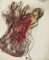 Joachim Weingart,  Polish 1895-1942 -  Two figures;  gouache and charcoal on paper, signed uppe...