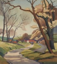 Eric Slater, British 1896-1963 - Early Spring; woodcut in colours, signed and titled along bott...