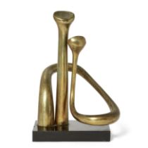 Maryon Kantaroff, Canadian 1933-2019 -  Lovers II; polished brass on marble base, H36.5 x W21.5...