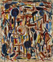 Leo Davy,  British 1924–1987 -  Abstract Creation, 1955;  oil on paper, signed and dated lower ...