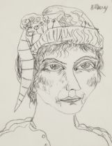 John Bellany CBE RA,  Scottish 1942-2013 -  Woman of the North Sea;  charcoal on paper, signed ...