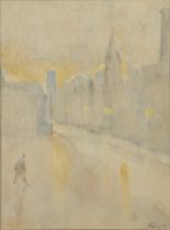 Harold Riley,  British 1934-2023 -  Early Morning, Salford, 1960;  oil on canvas board, signed ...