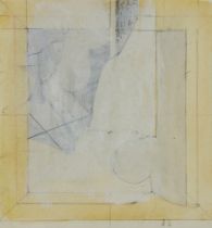Adrian Heath,  British 1920-1992 -  Abstract composition with yellow;  oil and pencil on paper,...