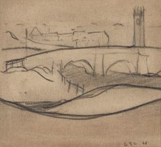Laurence Stephen Lowry RA, British 1887-1976 -  Ringley Bridge, Bolton, 1960;  pencil on paper,...