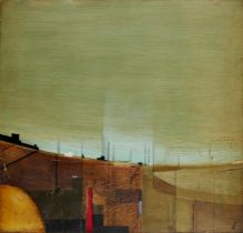 John Lawrence,  British b.1934 -  Harbour scene;  oil and mixed media on board, signed upper le...