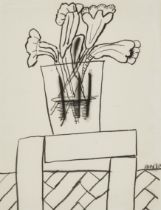 Jack Knox,  British 1936-2015 -  Flower Pot, 1980;  charcoal on paper, signed and dated lower r...